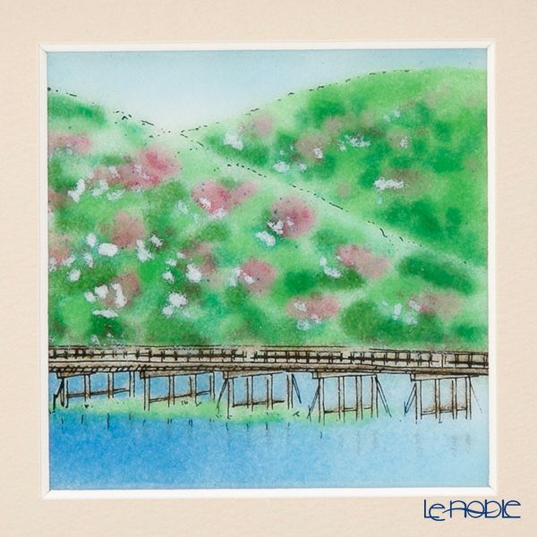 京七宝額（アートSHIPPO） 京都 嵐山渡月橋 額17×17cm オーク※額縁のデザインや色が入荷時期により多少異なる場合があります。※