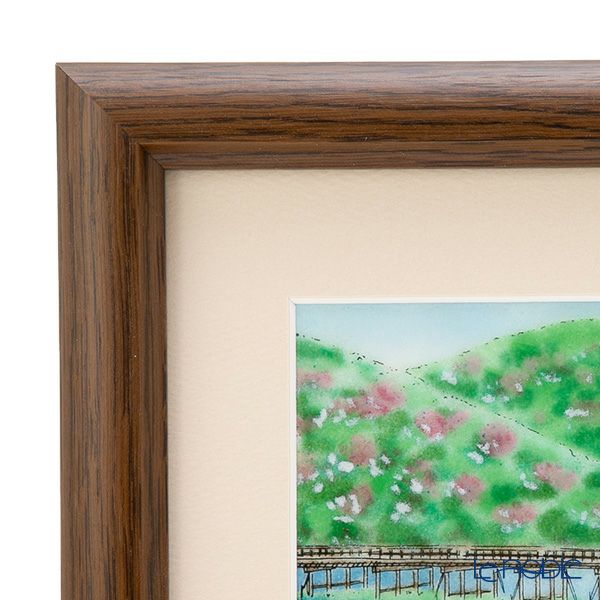 京七宝額（アートSHIPPO） 京都 嵐山渡月橋 額17×17cm オーク※額縁のデザインや色が入荷時期により多少異なる場合があります。※