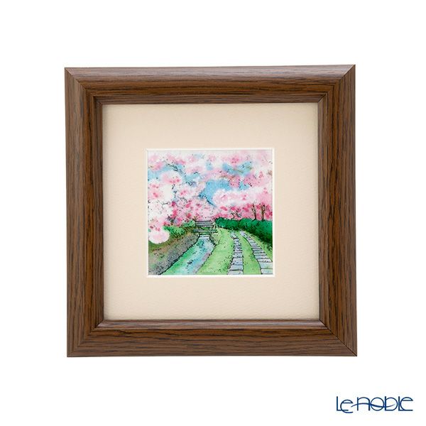 京七宝額（アートSHIPPO） 京都 哲学の道 額17×17cm オーク※額縁のデザインや色が入荷時期により多少異なる場合があります。※