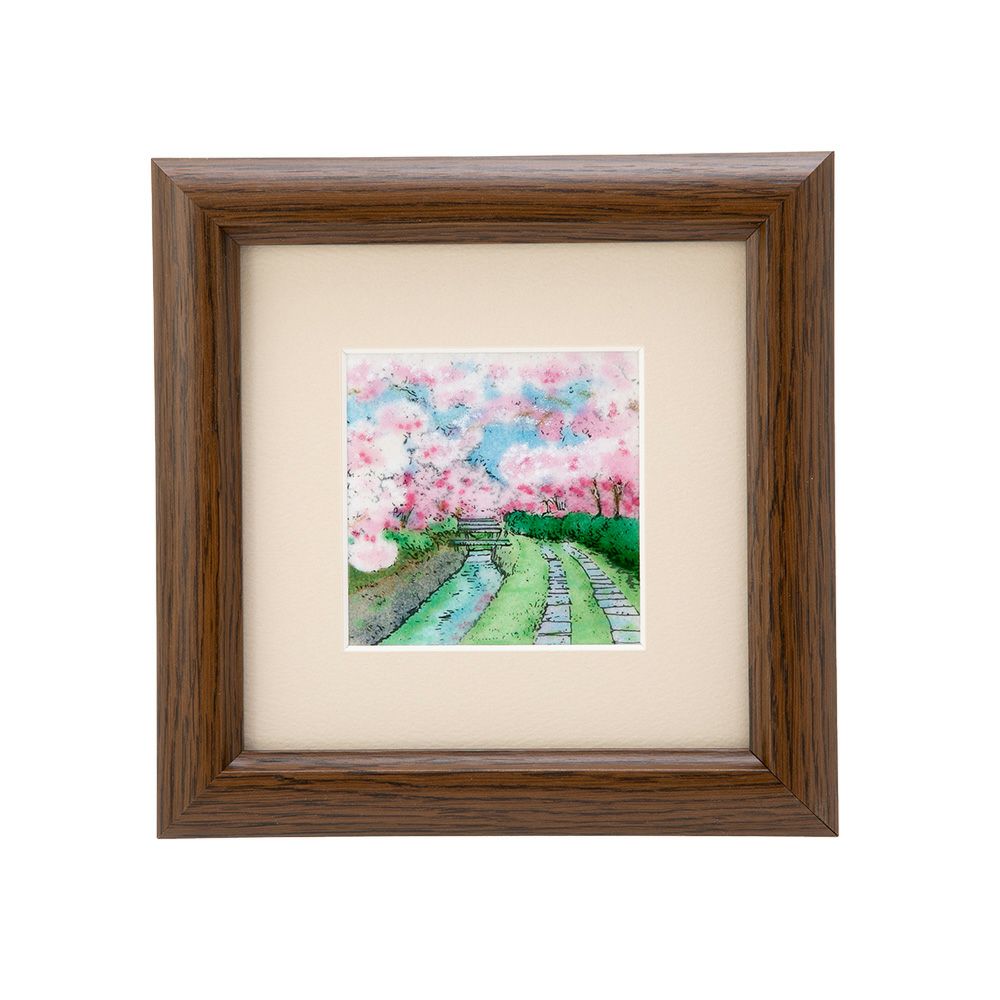 京七宝額（アートSHIPPO） 京都 哲学の道 額17×17cm オーク※額縁のデザインや色が入荷時期により多少異なる場合があります。※