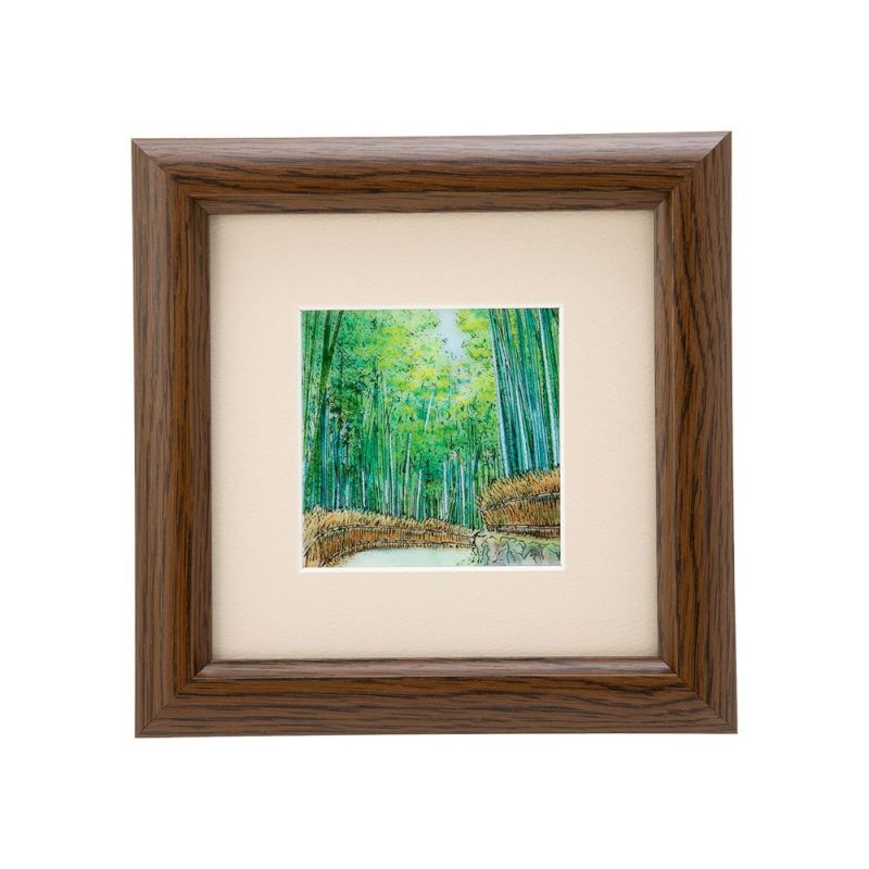 京七宝額（アートSHIPPO） 京都 竹林 額17×17cm オーク※額縁のデザインや色が入荷時期により多少異なる場合があります。※