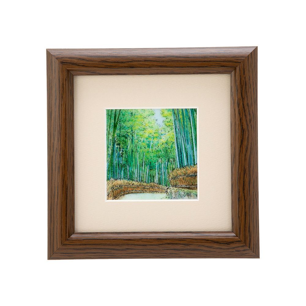 京七宝額（アートSHIPPO） 京都 竹林 額17×17cm オーク※額縁のデザインや色が入荷時期により多少異なる場合があります。※