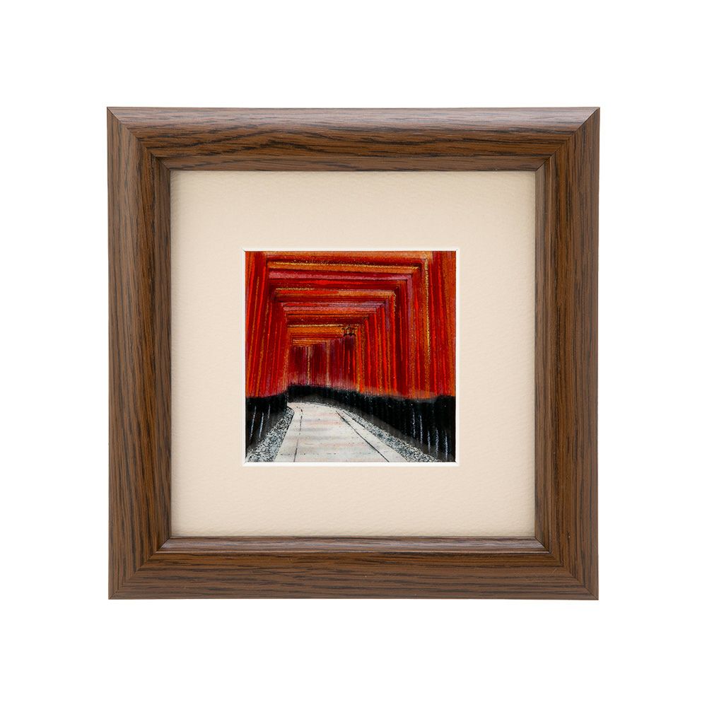 京七宝額（アートSHIPPO） 京都 千本鳥居 額17×17cm オーク※額縁のデザインや色が入荷時期により多少異なる場合があります。※