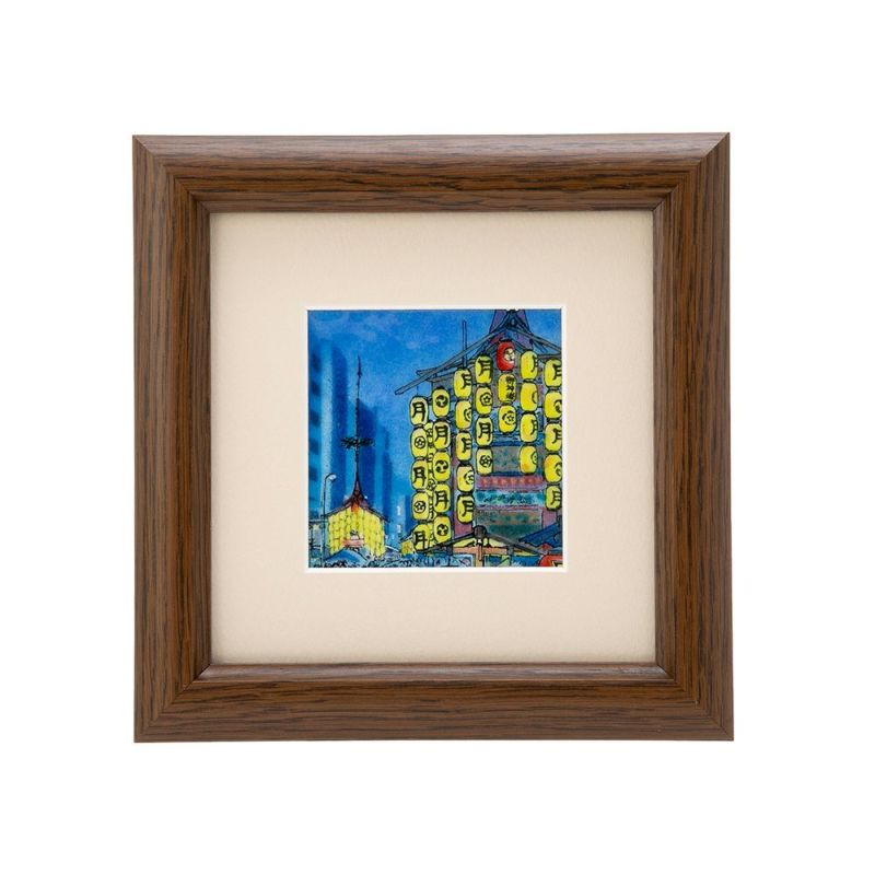 京七宝額（アートSHIPPO） 京都 祇園祭 額17×17cm オーク※額縁のデザインや色が入荷時期により多少異なる場合があります。※