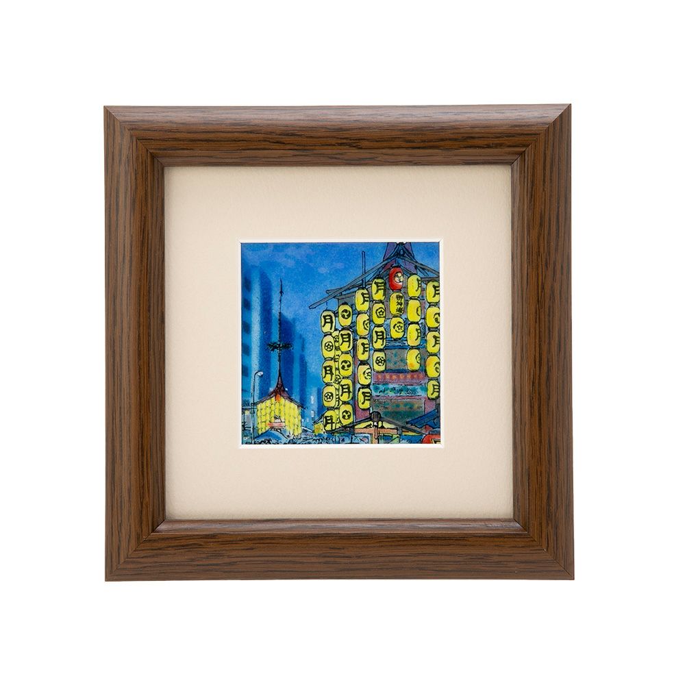 京七宝額（アートSHIPPO） 京都 祇園祭 額17×17cm オーク※額縁のデザインや色が入荷時期により多少異なる場合があります。※