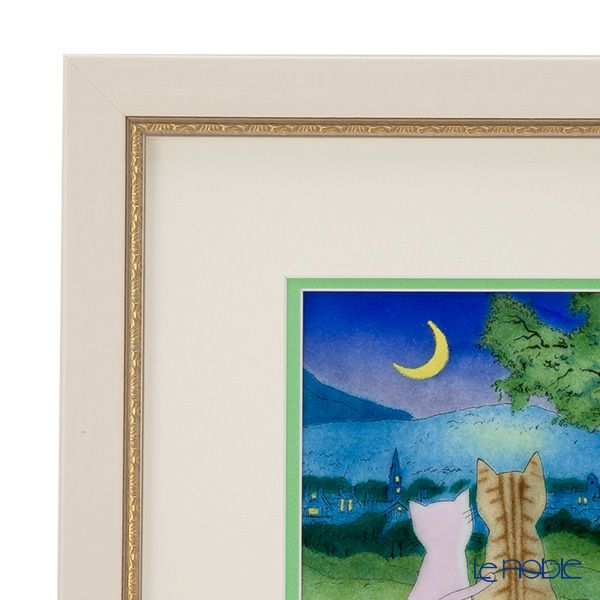 京七宝額（アートSHIPPO） 月夜の猫 額25.5×25.5cm アイボリーゴールド※額縁のデザインや色が入荷時期により多少異なる場合があります。※