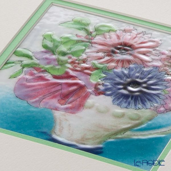 京七宝額（アートSHIPPO） カップフラワー 額25.5×25.5cm アイボリーゴールド※額縁のデザインや色が入荷時期により多少異なる場合があります。※