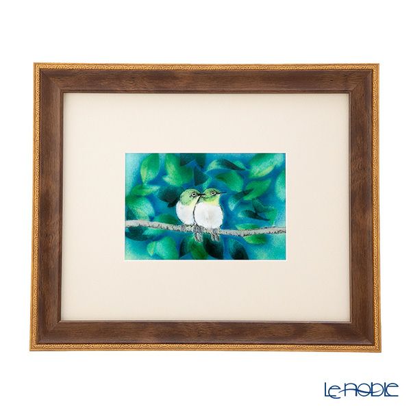 京七宝額（アートSHIPPO） 二羽のめじろ 額29×24cm デコオーク※額縁のデザインや色が入荷時期により多少異なる場合があります。※