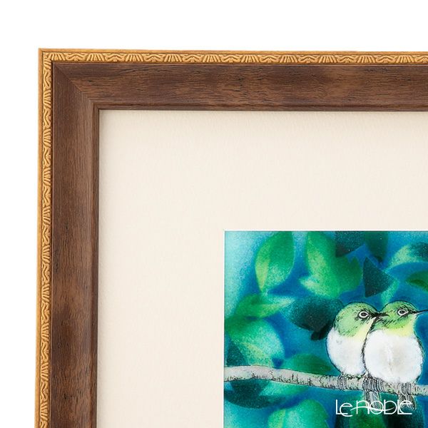 京七宝額（アートSHIPPO） 二羽のめじろ 額29×24cm デコオーク※額縁のデザインや色が入荷時期により多少異なる場合があります。※