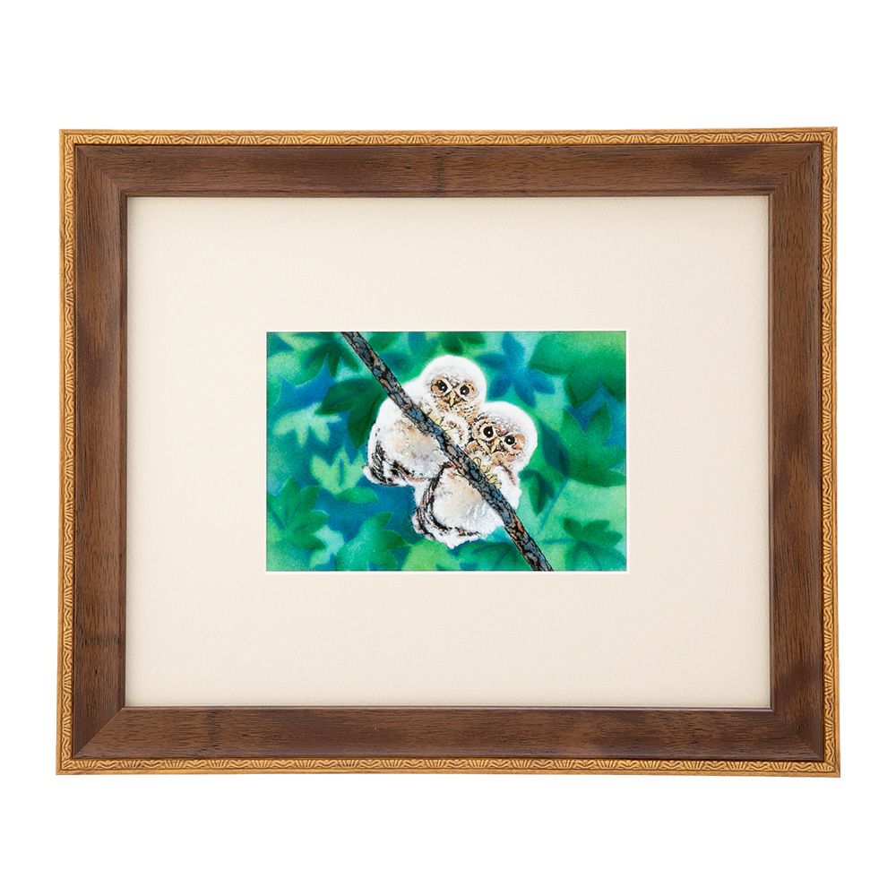 京七宝額（アートSHIPPO） 二羽のふくろう 額29×24cm デコオーク※額縁