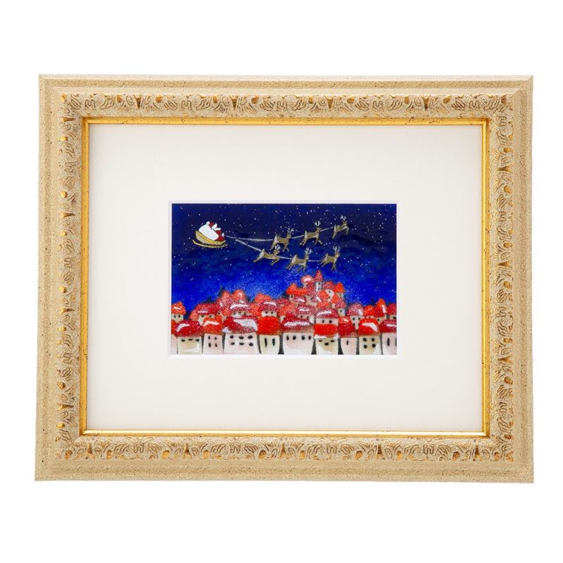 京七宝額（アートSHIPPO） サンタ 額30×25cm アイボリーゴールドデコ※額縁のデザインや色が入荷時期により多少異なる場合があります。※