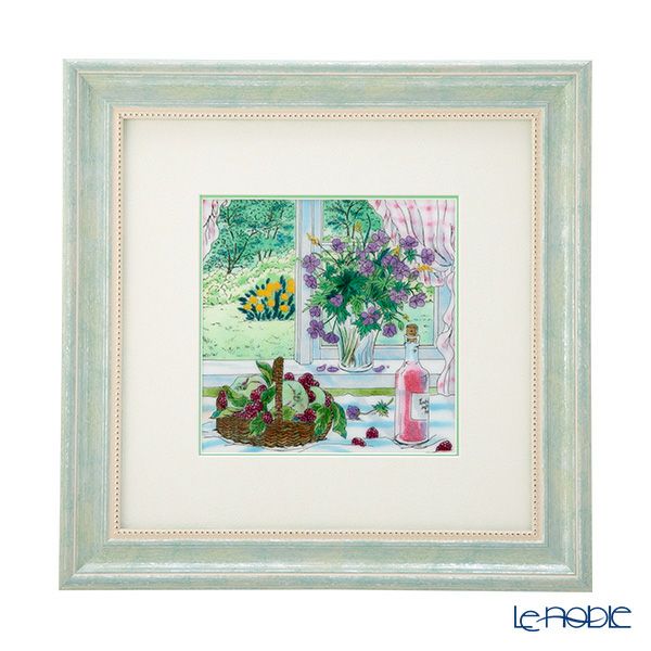 京七宝額（アートSHIPPO） 窓辺のワイン 額30×30cm パールライトブルー※額縁のデザインや色が入荷時期により多少異なる場合があります。※