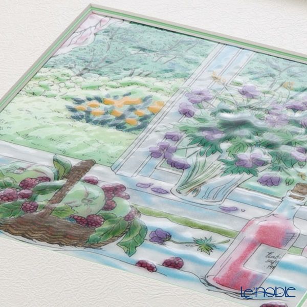 京七宝額（アートSHIPPO） 窓辺のワイン 額30×30cm パールライトブルー※額縁のデザインや色が入荷時期により多少異なる場合があります。※