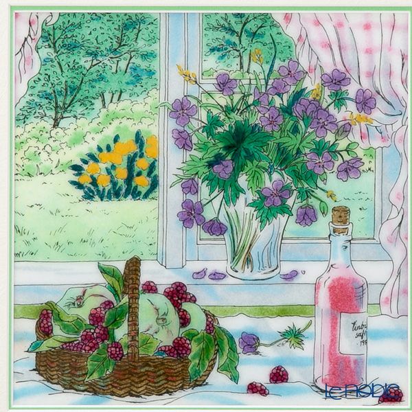 京七宝額（アートSHIPPO） 窓辺のワイン 額30×30cm パールライトブルー※額縁のデザインや色が入荷時期により多少異なる場合があります。※