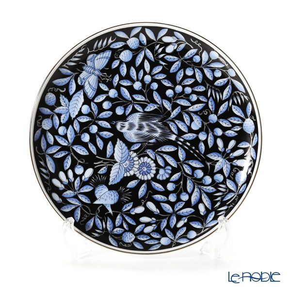 ヘレンド 東方の楽園 ブルー／ブラック プラチナ・ZOBA-FN-PT プレート 22cm 02538-0-00