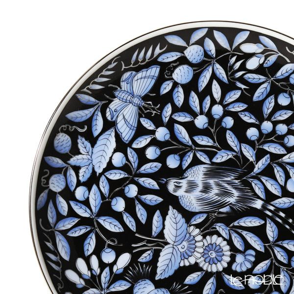 ヘレンド 東方の楽園 ブルー／ブラック プラチナ・ZOBA-FN-PT プレート 22cm 02538-0-00