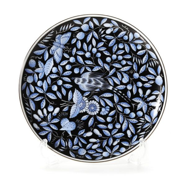 ヘレンド 東方の楽園 ブルー／ブラック プラチナ・ZOBA-FN-PT プレート 22cm 02538-0-00