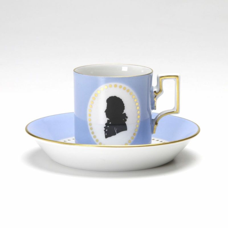 アウガルテン（AUGARTEN） モーツァルト スカイブルー（6860B） モカカップ＆ソーサー ハプスブルク（059）