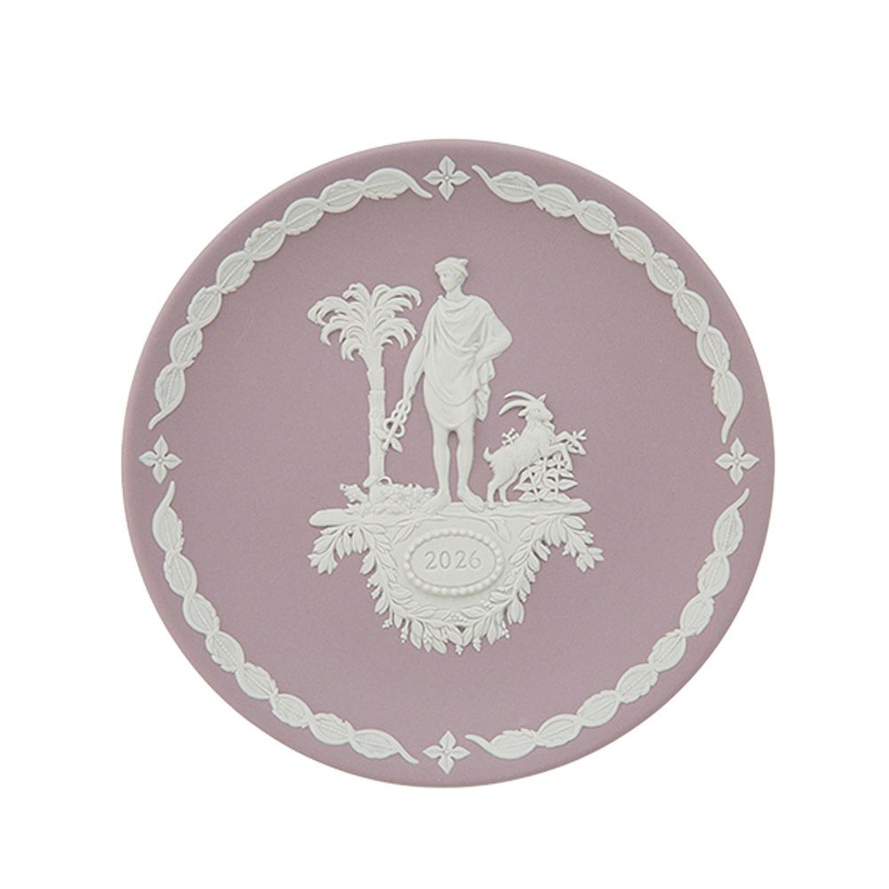 ウェッジウッド（Wedgwood）ジャスパー ライラック イヤープレート 17cm ヘルメス 2026年／令和8年【プレートスタンド、プレートハンガー付き】