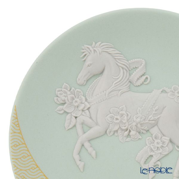 ウェッジウッド（Wedgwood）ジャスパー ペールグリーン 干支プレート 12.5cm 馬／午 2026年／ 令和8年