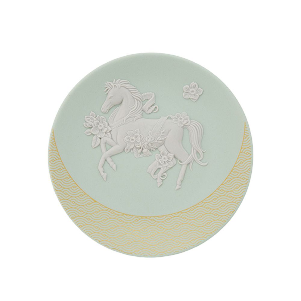 ウェッジウッド（Wedgwood）ジャスパー ペールグリーン 干支プレート 12.5cm 馬／午 2026年／ 令和8年