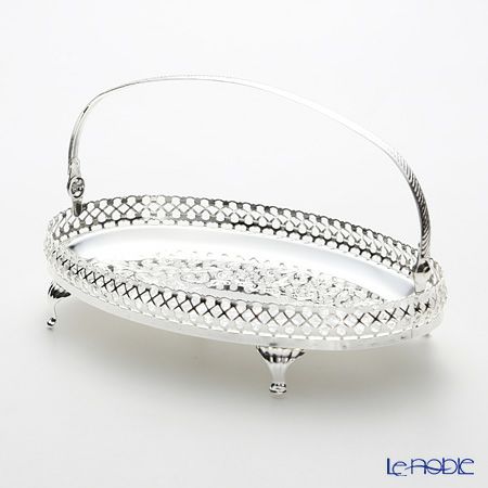 クイーン アン QUEEN ANNE（イギリス製銀メッキ） ギャラリーオーバルトレイ S ハンドル・脚付 0／6853