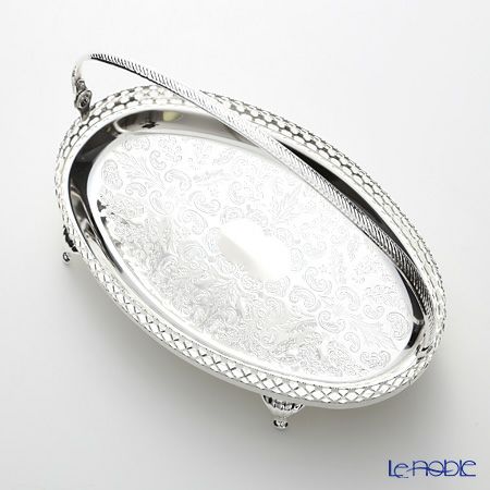 クイーン アン QUEEN ANNE（イギリス製銀メッキ） ギャラリーオーバルトレイ S ハンドル・脚付 0／6853