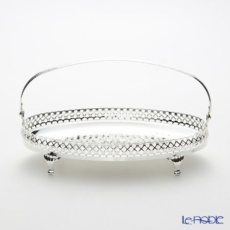 クイーン アン QUEEN ANNE（イギリス製銀メッキ） ギャラリーオーバルトレイ S ハンドル・脚付 0／6853