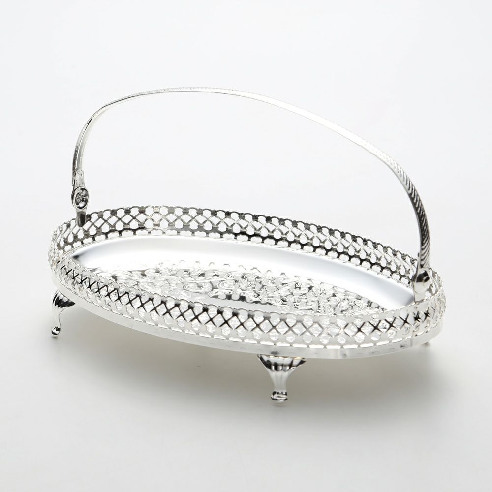 クイーン アン QUEEN ANNE（イギリス製銀メッキ） ギャラリーオーバルトレイ S ハンドル・脚付 0／6853