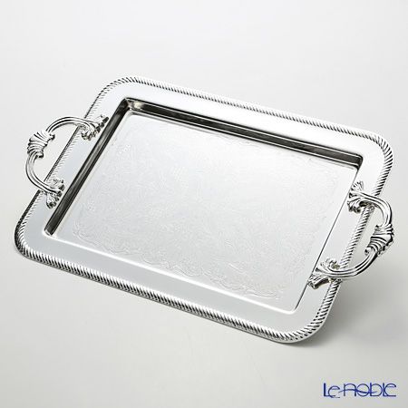 クイーン アン QUEEN ANNE（イギリス製銀メッキ） オブロングトレイ ハンドル付 0／86