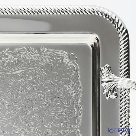 クイーン アン QUEEN ANNE（イギリス製銀メッキ） オブロングトレイ ハンドル付 0／86