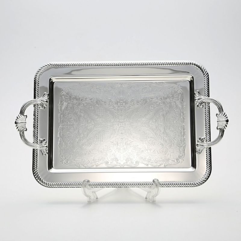 クイーン アン QUEEN ANNE（イギリス製銀メッキ） オブロングトレイ ハンドル付 0／86
