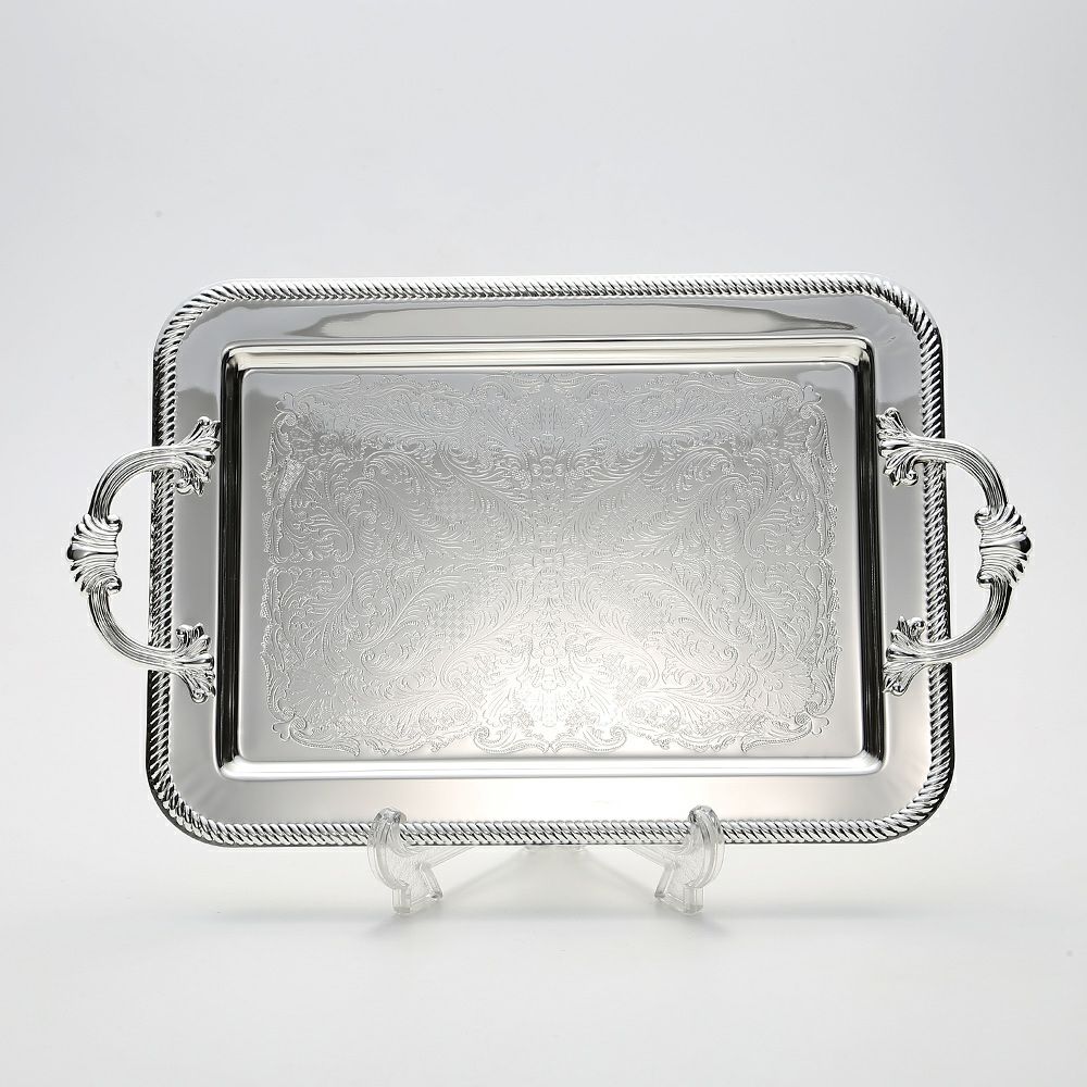 クイーン アン QUEEN ANNE（イギリス製銀メッキ） オブロングトレイ ハンドル付 0／86