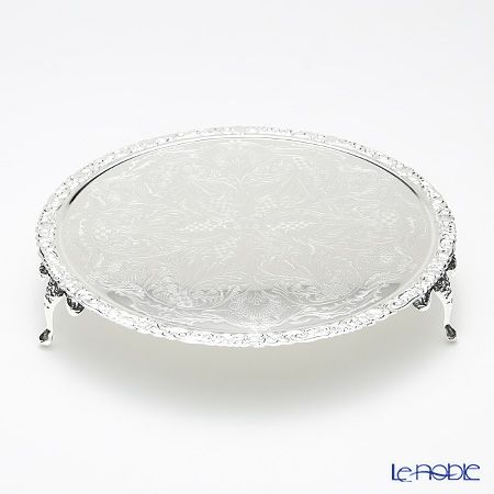 クイーン アン QUEEN ANNE（イギリス製銀メッキ） ラウンドトレイ 脚付 28cm 0／6193