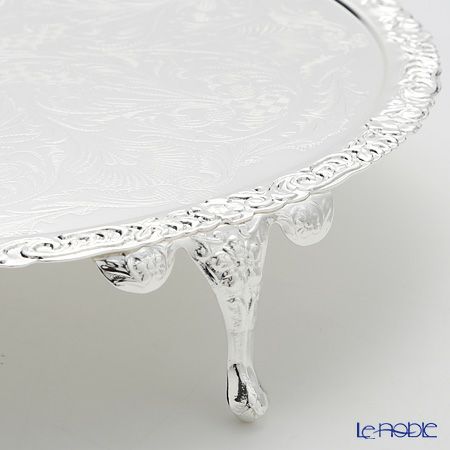 クイーン アン QUEEN ANNE（イギリス製銀メッキ） ラウンドトレイ 脚付 28cm 0／6193