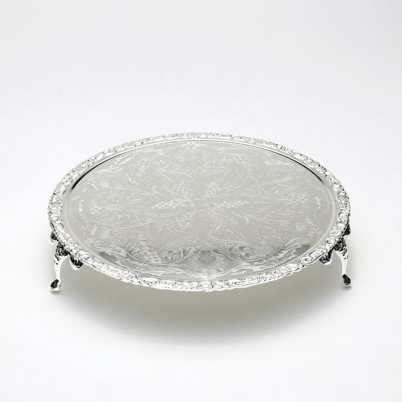 クイーン アン QUEEN ANNE（イギリス製銀メッキ） ラウンドトレイ 脚付 28cm 0／6193