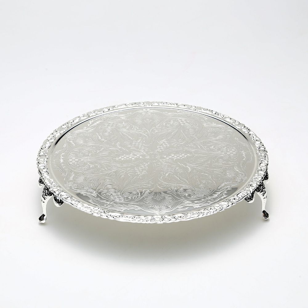 クイーン アン QUEEN ANNE（イギリス製銀メッキ） ラウンドトレイ 脚付 28cm 0／6193