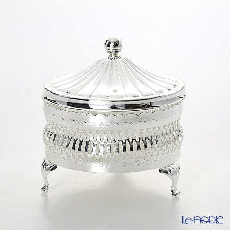 クイーン アン QUEEN ANNE（イギリス製銀メッキ） ラウンド バターディッシュ フタ付 0／4907