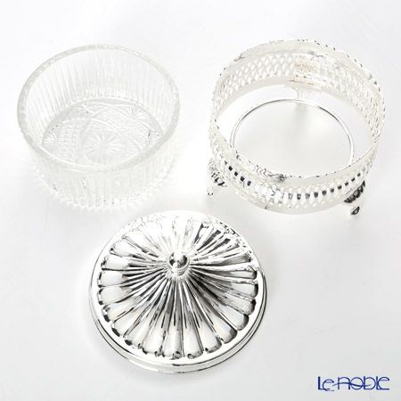 クイーン アン QUEEN ANNE（イギリス製銀メッキ） ラウンド バターディッシュ フタ付 0／4907