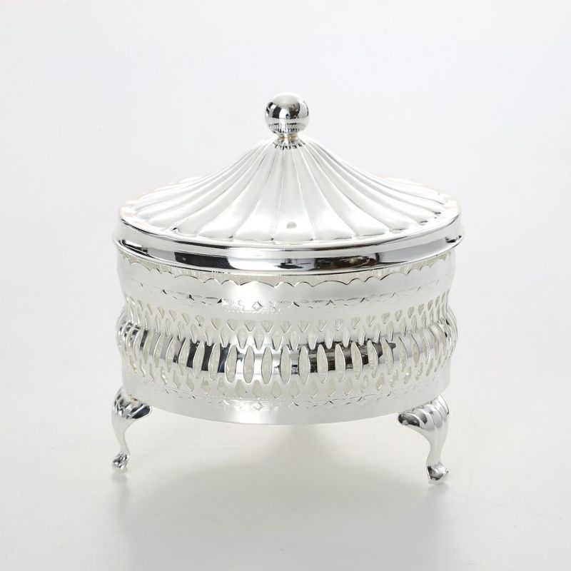 クイーン アン QUEEN ANNE（イギリス製銀メッキ） ラウンド バターディッシュ フタ付 0／4907