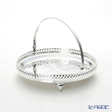 クイーン アン QUEEN ANNE（イギリス製銀メッキ） ギャラリー ラウンドトレイ ハンドル・脚付 23cm 0／6328