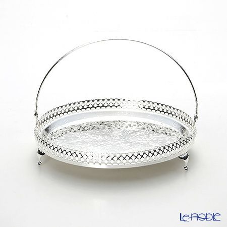 クイーン アン QUEEN ANNE（イギリス製銀メッキ） ギャラリー ラウンドトレイ ハンドル・脚付 23cm 0／6328