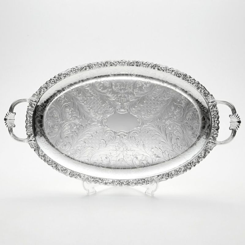 クイーン アン QUEEN ANNE（イギリス製銀メッキ） オーバルトレイ ハンドル付 0／6161