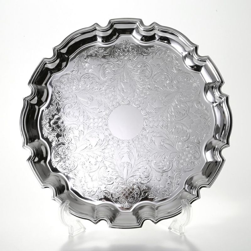 クイーン アン QUEEN ANNE（イギリス製銀メッキ） チッペンデールトレイ L 31.5cm 0／6180