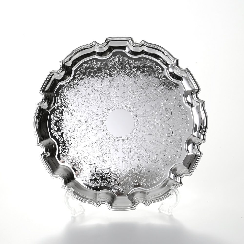 クイーン アン QUEEN ANNE（イギリス製銀メッキ） チッペンデールトレイ M 24cm 0／6181