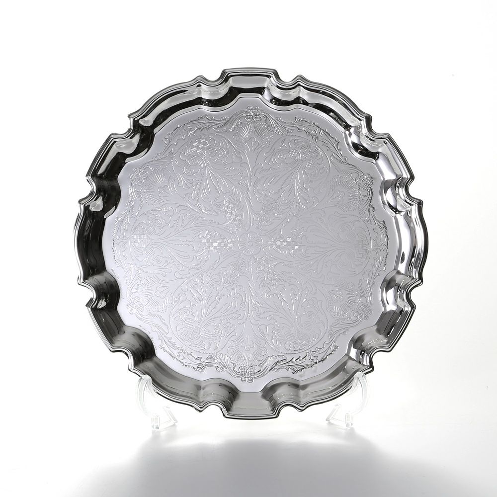 クイーン アン QUEEN ANNE（イギリス製銀メッキ） チッペンデールトレイ S 18cm 0／6182