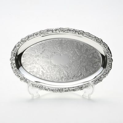 英国 Queen Anne シルバープレート ギャラリートレー L クイーン アン QUEEN ANNE（イギリス製銀メッキ） オーバルトレイ S 0