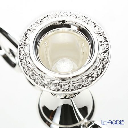 クイーン アン QUEEN ANNE（イギリス製銀メッキ） 3灯 バロックキャンドルスタンド／ローズ 0／8203 キャンドル直径22mm用