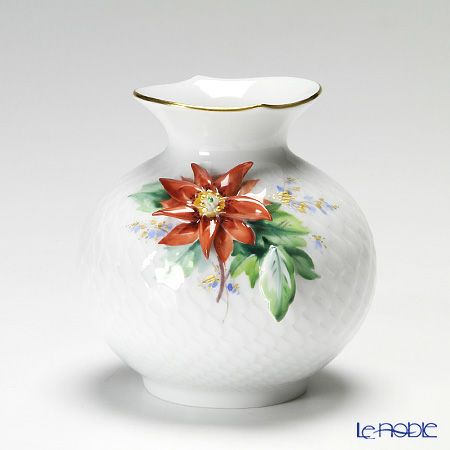 マイセン（Meissen） 波の戯れ 花瓶 ポインセチア 9cm レッド 719391／50905