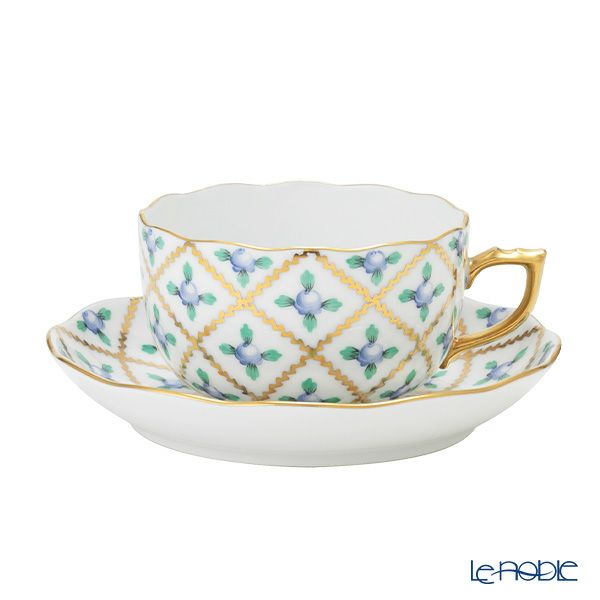 ヘレンド セーブル風の薔薇 ブルー SPROGB ティーカップ＆ソーサー 200ml 20724-0-00